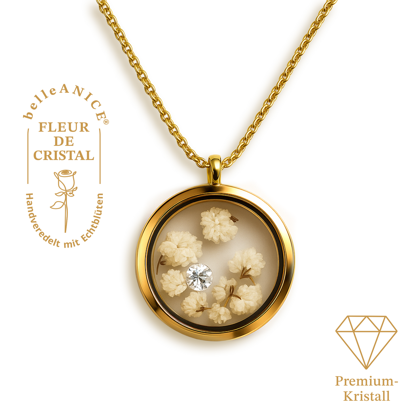 belleANICE® – belle Bloom Medaillon Halskette mit Premium Kristall