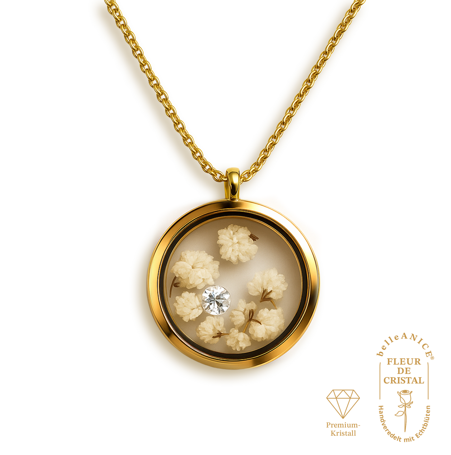 belleANICE® – belle Bloom Medaillon Halskette mit Premium Kristall