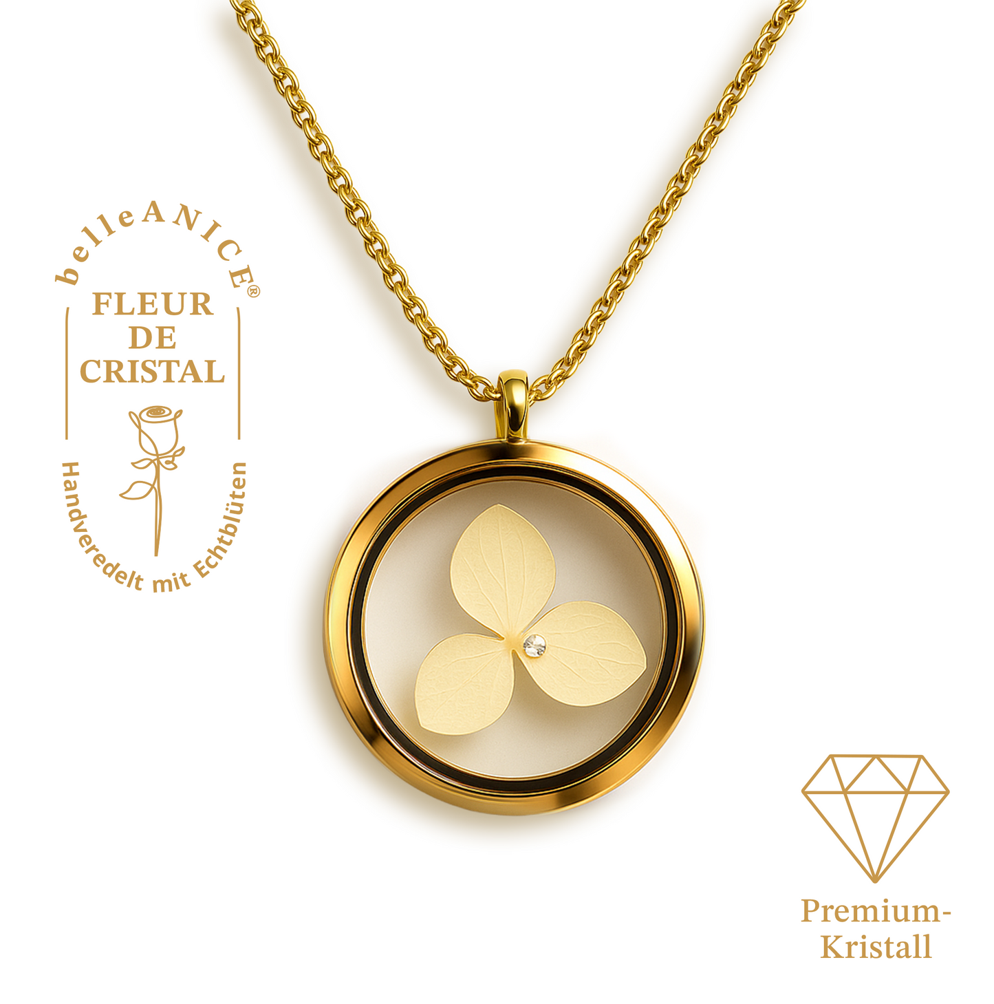 belleANICE® – belle Fleur de Paris Medaillon Halskette mit Premium Kristall