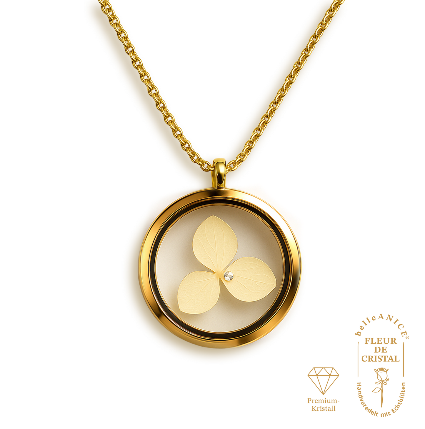 belleANICE® – belle Fleur de Paris Medaillon Halskette mit Premium Kristall